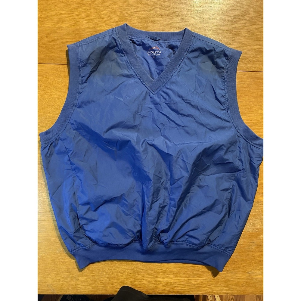 Acuity Golf Vest Mens XL Blue Lined Wind Rain V-Neck Pullover Clean Waistband